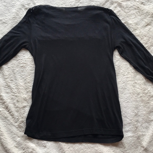 LOFT Black, long sleeved, open embroidered top, S - Picture 6 of 9